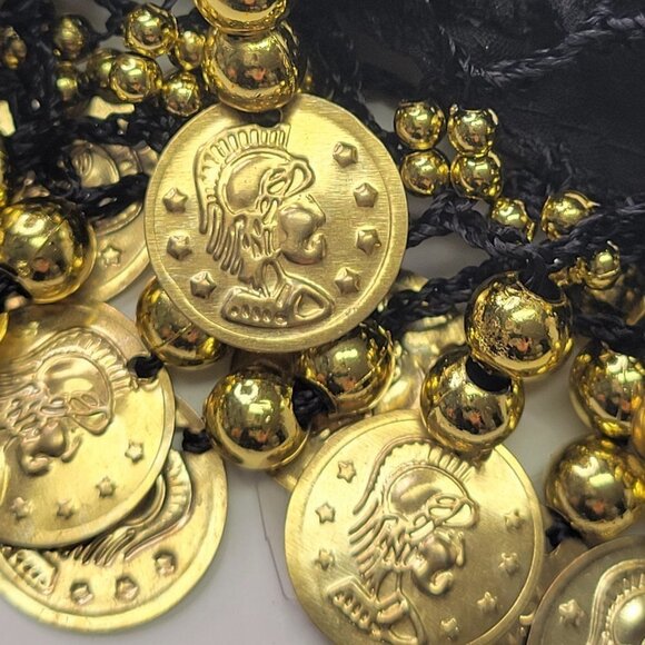 PAIR of Belly Dance Wristband Gold Coins Cuff - Picture 4 of 9